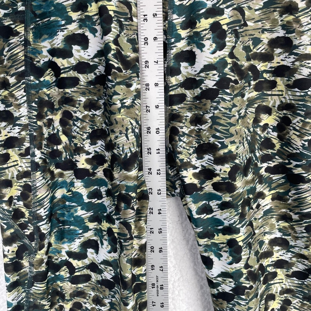 Kinesis Womens 1X Active Leggings Green Abstract Leopard Print Pockets High Rise - Picture 6 of 9